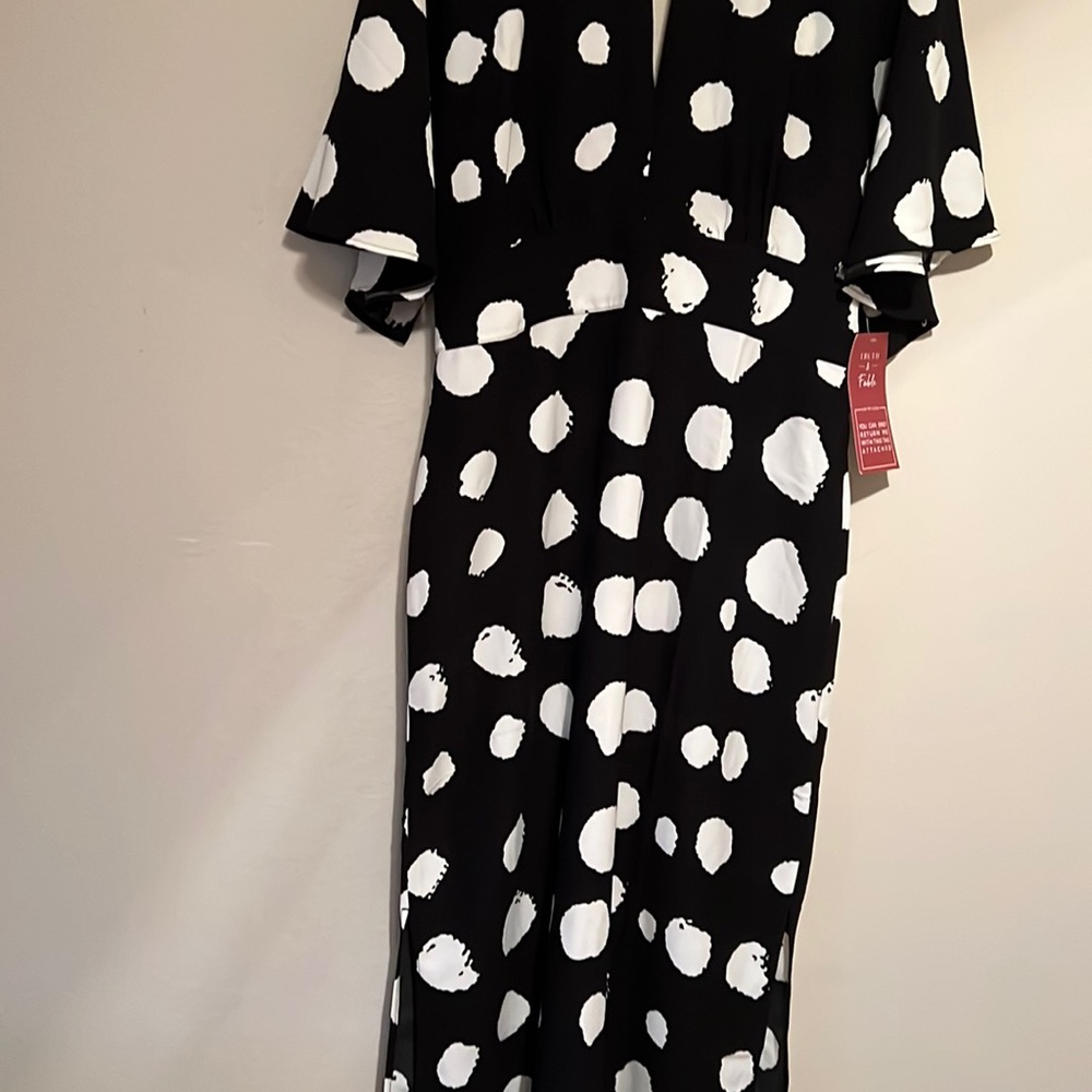 Polkadot, black, and white gown on a date night or a fancy night out